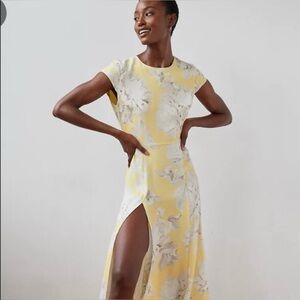 Aritzia Babaton Hamptons Midi Dress Yellow White Floral Women’s Size 4
